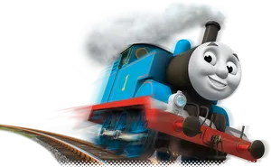 Blue Animated Train Character PNG Image