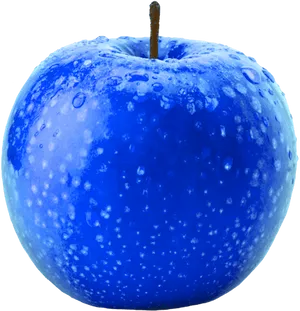 Blue Apple With Water Droplets PNG Image