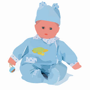 Blue Baby Doll Illustration PNG with transparent background