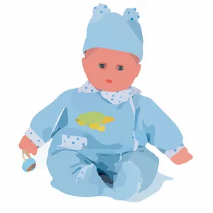 Blue Baby Doll Illustration PNG Image