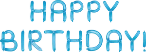 Blue Balloon Happy Birthday Text PNG Image