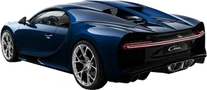 Blue Bugatti Chiron Rear View PNG Image