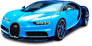 Blue Bugatti Chiron Side View PNG Image