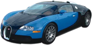 Blue Bugatti Veyron Side View PNG Image