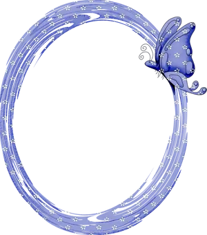 Blue Butterfly Floral Frame PNG Image