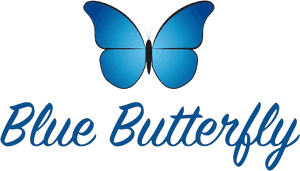 Blue Butterfly Graphic PNG image with transparent background