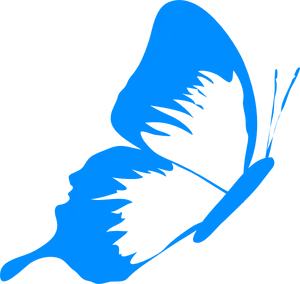 Blue Butterfly Silhouette Profile PNG Image