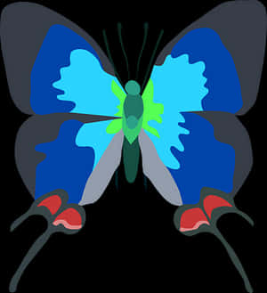 Blue Butterfly Vector Art PNG image with transparent background
