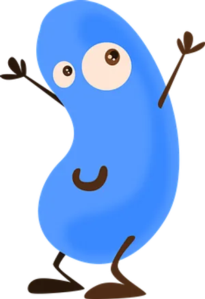 Blue Cartoon Bean Character PNG Image