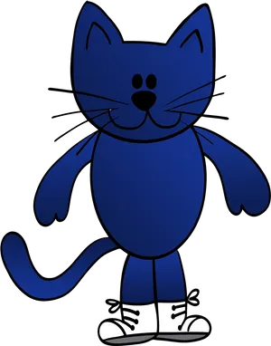 Blue Cartoon Cat Standing PNG Image