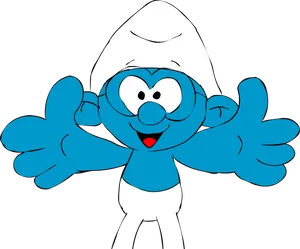 Blue Cartoon Character Outstretched Arms PNG Image