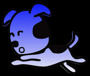 Blue Cartoon Dog Running PNG with transparent background