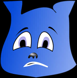 Blue Cartoon Face Sad Expression PNG image with transparent background