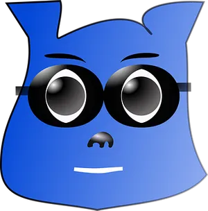 Blue Cartoon Nerd Face PNG Image