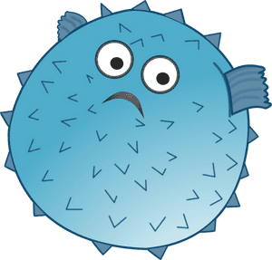 Blue Cartoon Pufferfish Expression PNG image with transparent background