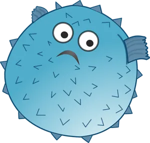 Blue Cartoon Pufferfish Expression PNG Image