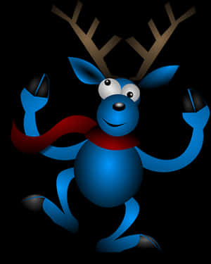 Blue Cartoon Reindeer Black Background PNG image with transparent background