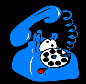 Blue Cartoon Telephone Graphic PNG image with transparent background