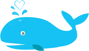 Blue Cartoon Whale Clipart PNG Image