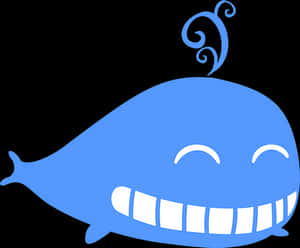 Blue Cartoon Whale Smiling PNG image with transparent background