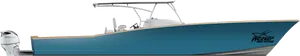 Blue Center Console Fishing Boat PNG Image