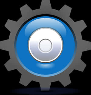 Blue Center Gear Icon PNG image with transparent background
