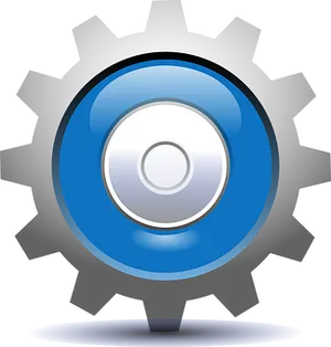 Blue Center Gear Icon PNG Image