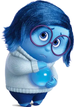 Blue Character Feeling Down PNG Image