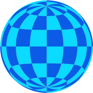 Blue Checkered Sphere Illustration PNG Image