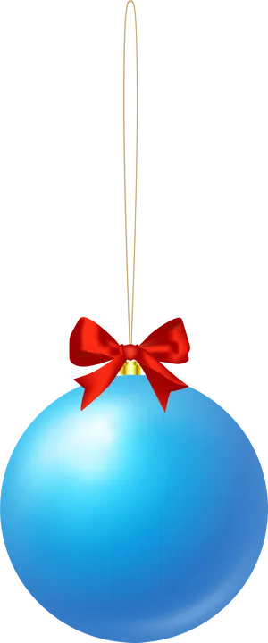 Blue Christmas Ornamentwith Red Bow PNG Image
