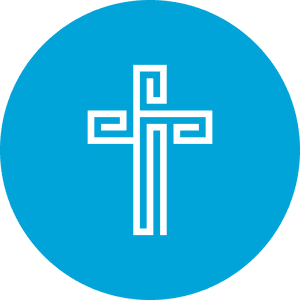 Blue Circle Christian Cross PNG image with transparent background