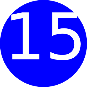 Blue Circle Number15 PNG image with transparent background