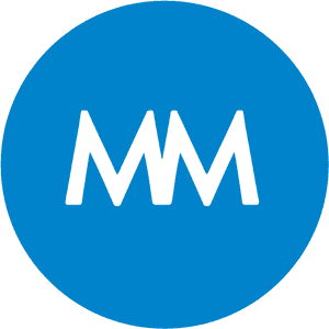 Blue Circle White M Wave Logo PNG image with transparent background