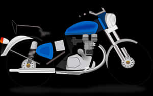 Blue Classic Motorcycle Illustration PNG with transparent background