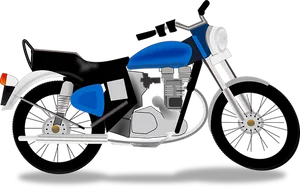 Blue Classic Motorcycle Illustration PNG Image