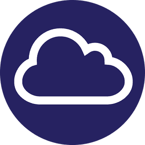 Blue Cloud Iconon Dark Background PNG image with transparent background