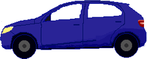 Blue Compact Car Illustration PNG with transparent background