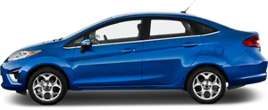 Blue Compact Sedan Side View PNG Image