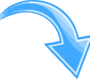 Blue Curved Down Arrow PNG Image