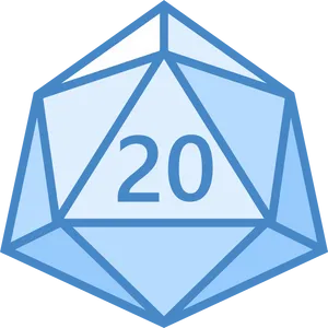 Blue D20 Dice Icon PNG Image