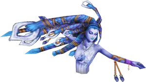 Blue_ Deity_ Figure_with_ Serpentine_ Hair PNG Image