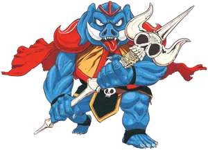 Blue Demon Warrior Artwork PNG Image