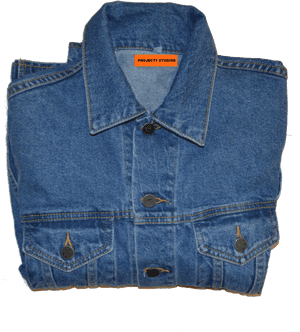 Blue Denim Jacket Flat Lay PNG image with transparent background