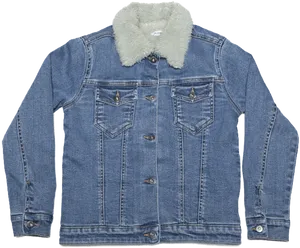 Blue Denim Jacketwith Sherpa Collar PNG Image