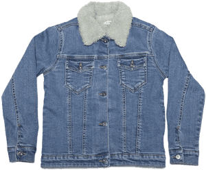 Blue Denim Jacketwith Sherpa Collar PNG image with transparent background