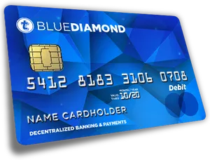 Blue Diamond Debit Card Mockup PNG Image