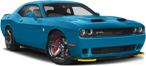 Blue Dodge Challenger S R T Angled View PNG Image