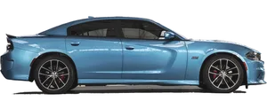 Blue Dodge Charger Side View PNG Image