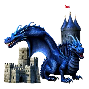 Blue Dragon And Castle Png 85 PNG Image