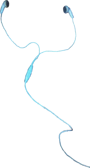 Blue Earphones Tangled Background PNG Image